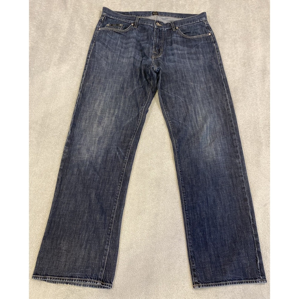 Boss Hugo Men's Straight Leg Jeans Mid Rise Medium Wash Blue Denim Size 38x34
